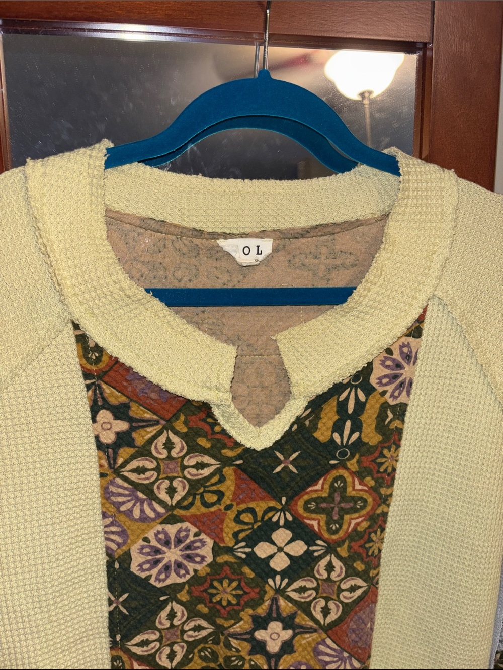 POL Patterned Patchwork Long Sleeve Size Large - Picture 6 of 7